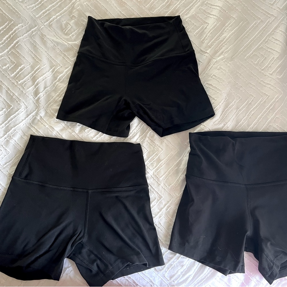 3 Pairs Black Lululemon Align shorts